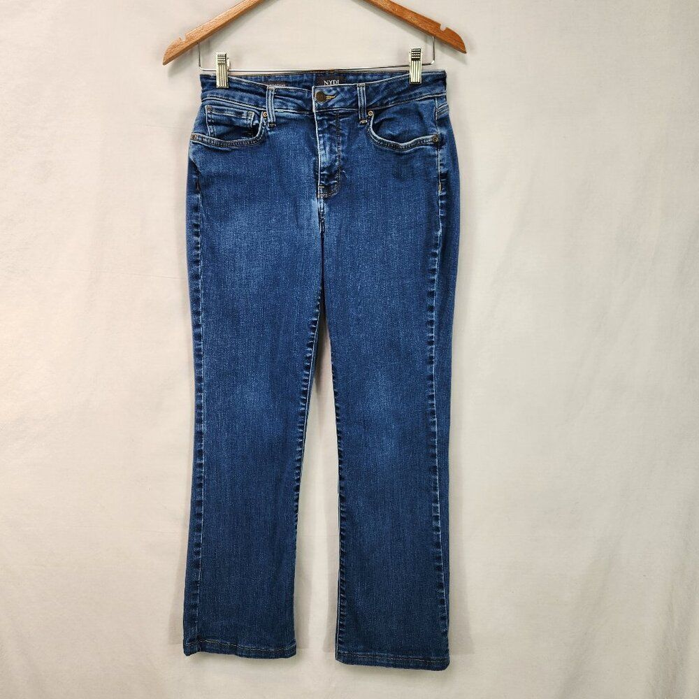 NYDJ Barbara Boot Cut Jeans Womens 8 Denim Blue Mid Rise Stretch Med Wash